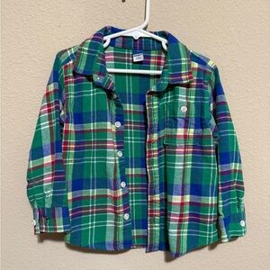 Plaid Green and Blue Kids Shirt